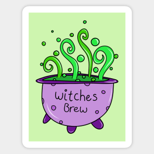 Halloween Purple Witches Brew Cauldron Doodle with Green Potion Cartoon, made by EndlessEmporium Sticker